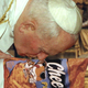Above: Pope John Paul II sanctifies a Cheetos bag.